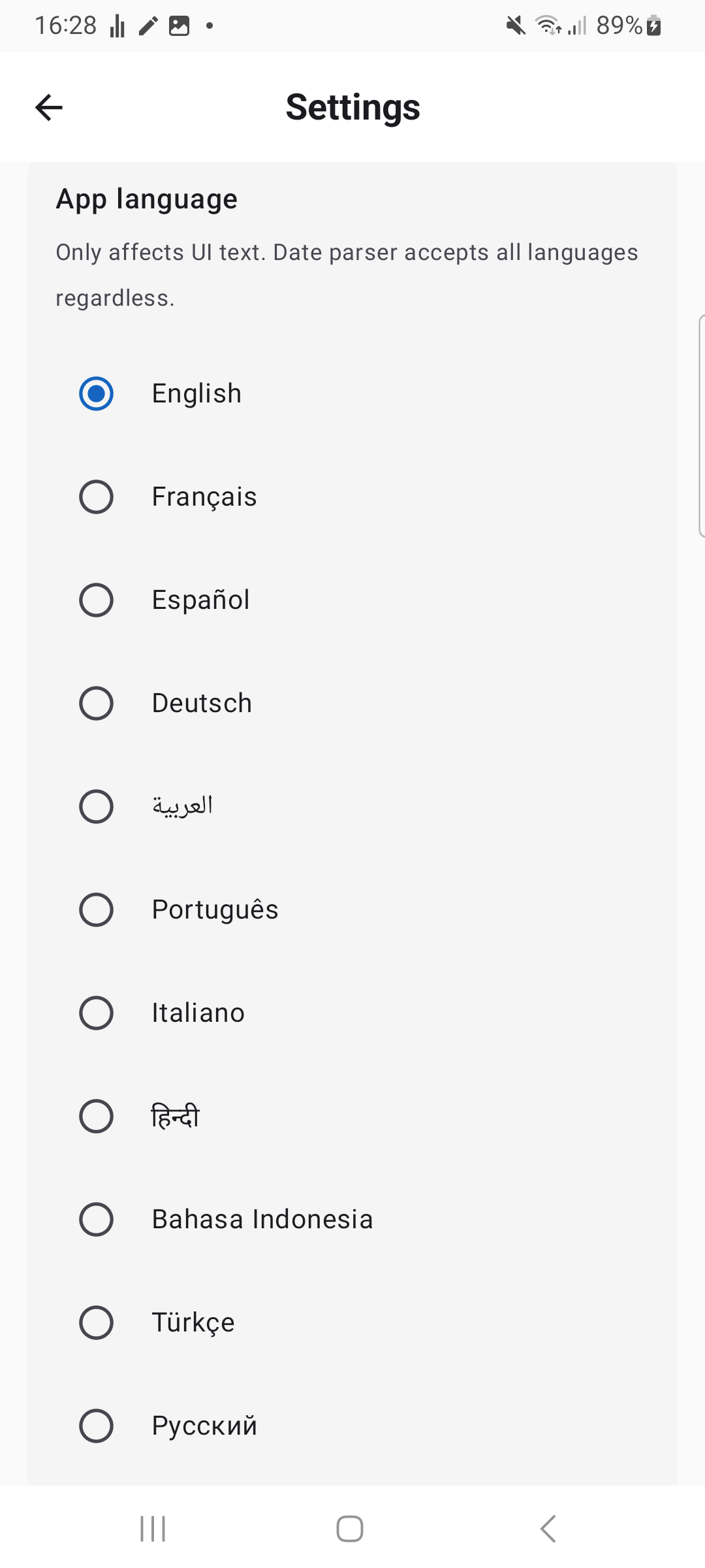 SnapTask settings: language, badges, license key